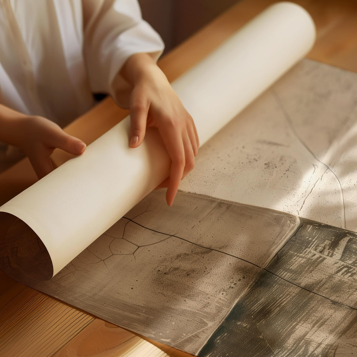 Wabi sabi poster with organic textures and neutral tones in minimalist style