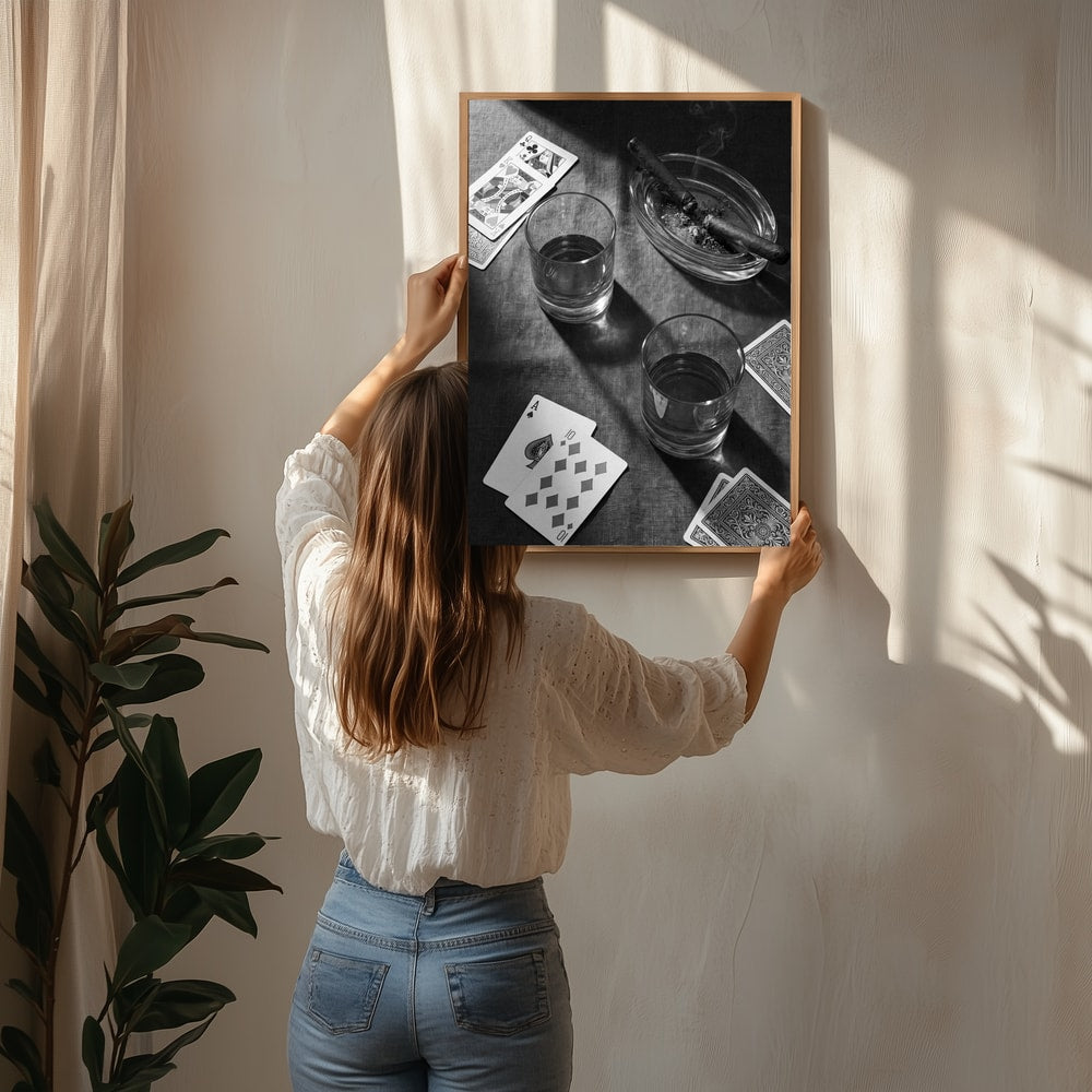 Whiskey Cards Cigars Poster