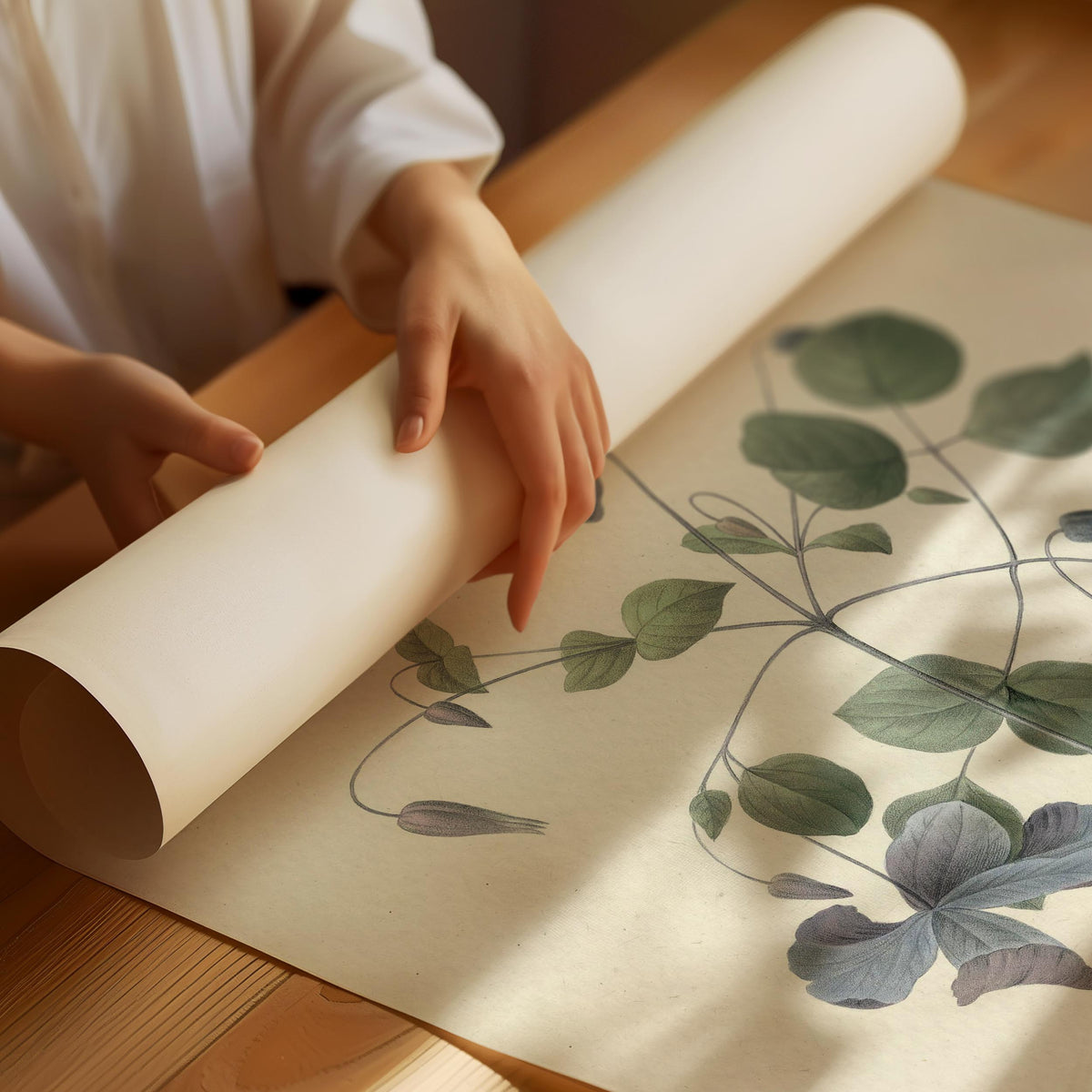 Vintage Clematis Viticella Botanical Poster