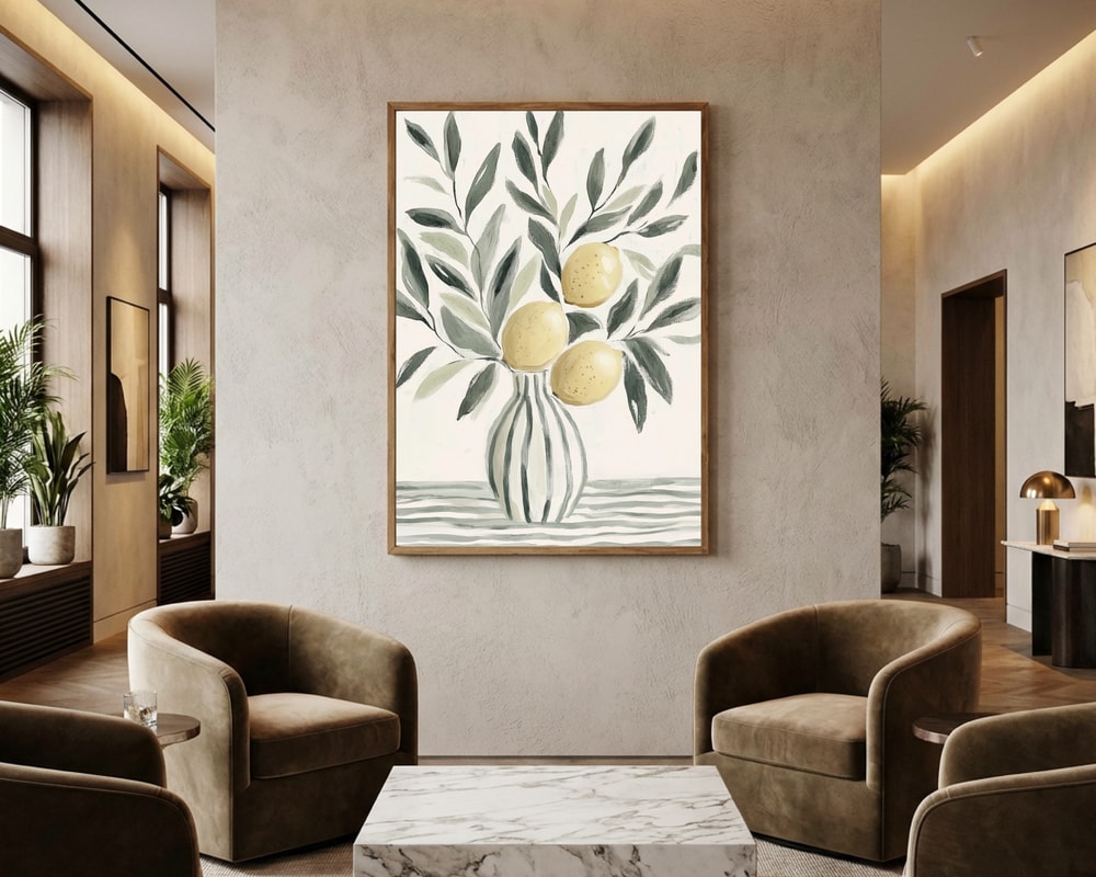 Friske Citroner Stribet Vase Plakat