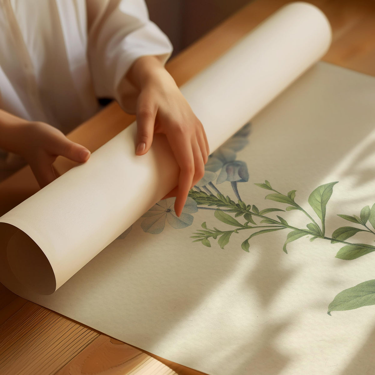 Vintage Blue Plumbago Botanical Poster