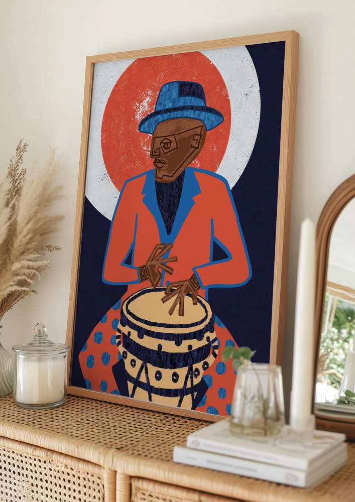 Vibrant Jazz Drummer Poster