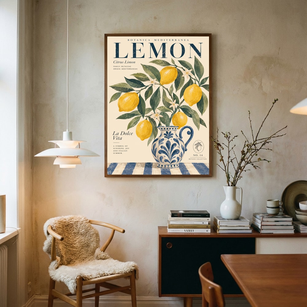 Middelhavs Citron Stilleben Plakat