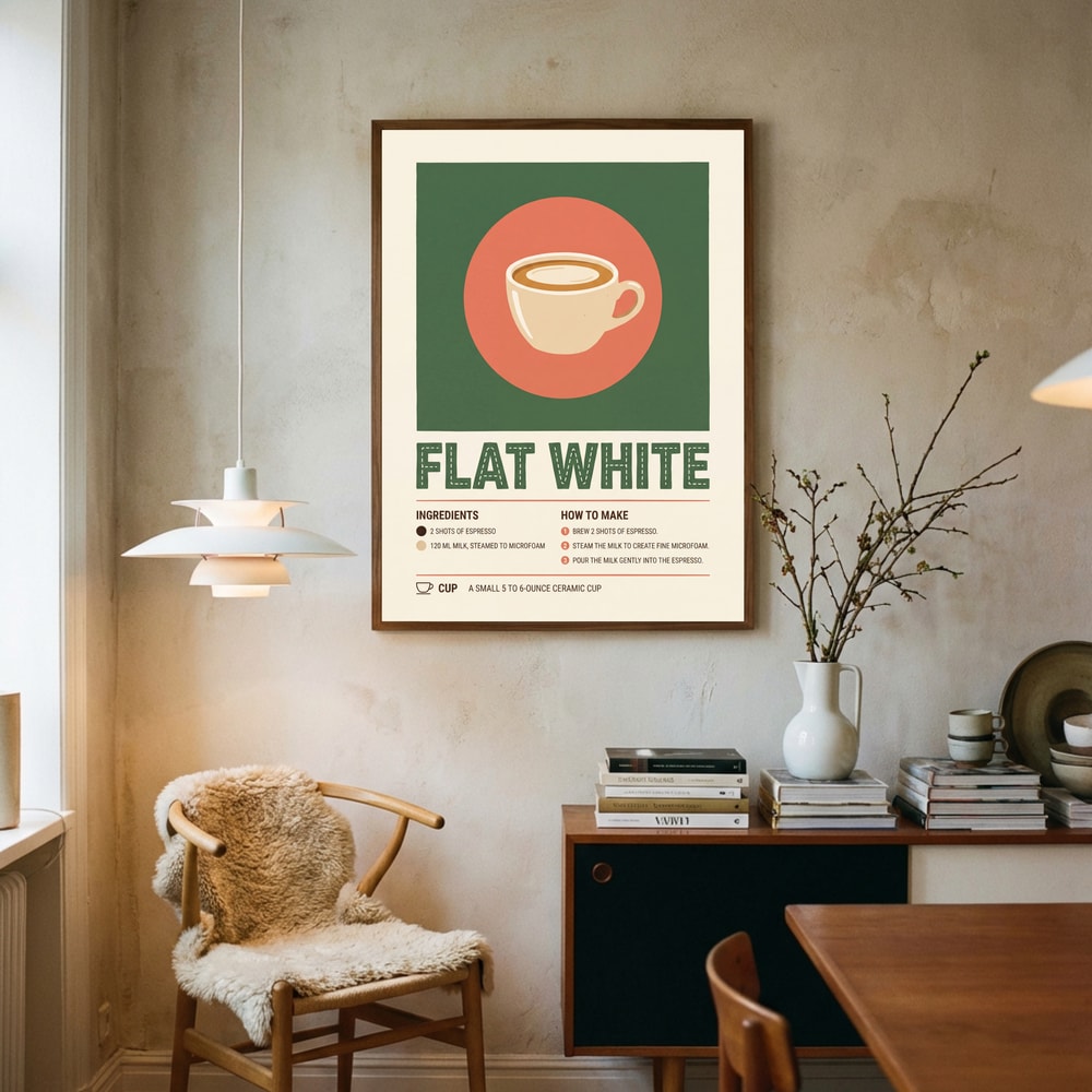 Flat White Coffee Recipe Poster