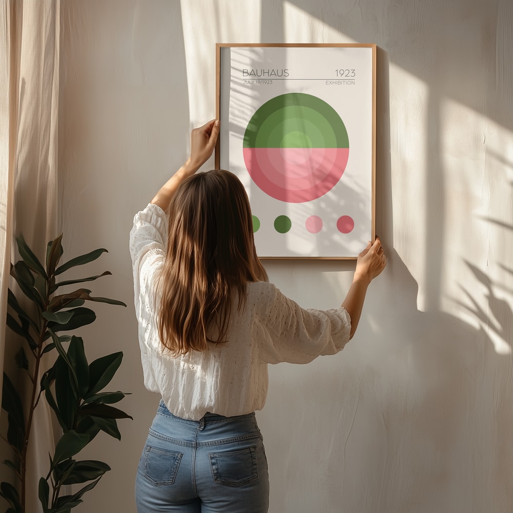 Bauhaus-udstilling grøn pink cirkel Plakat