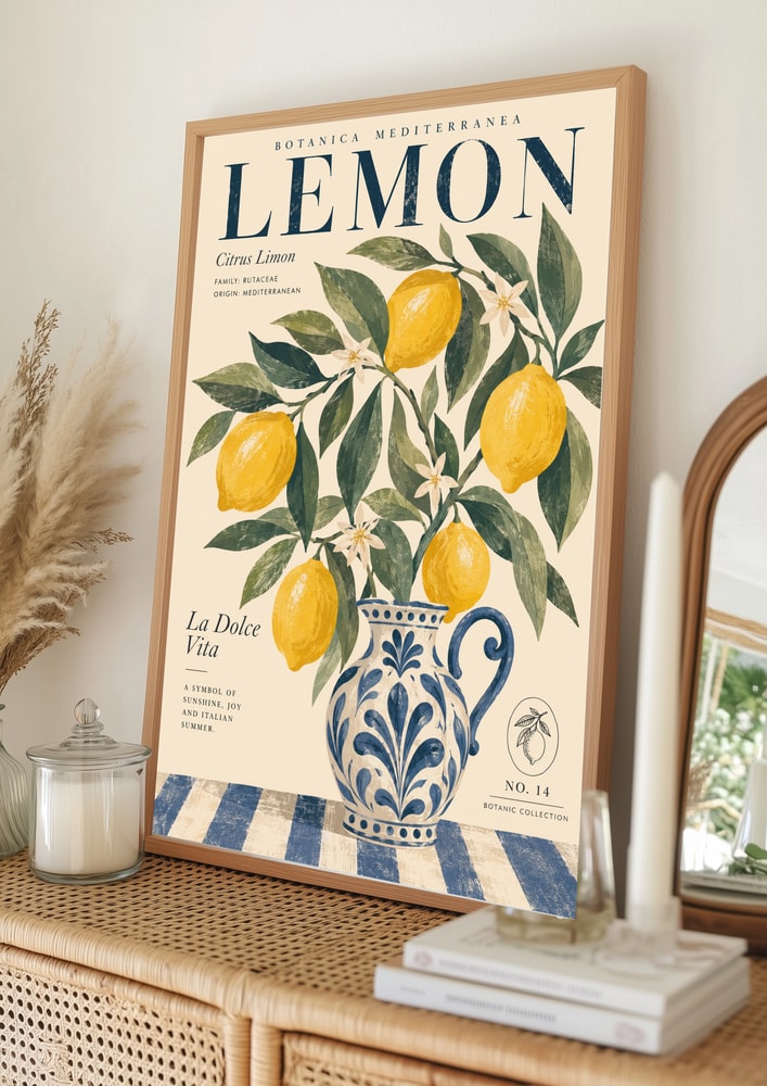 Middelhavs Citron Stilleben Plakat