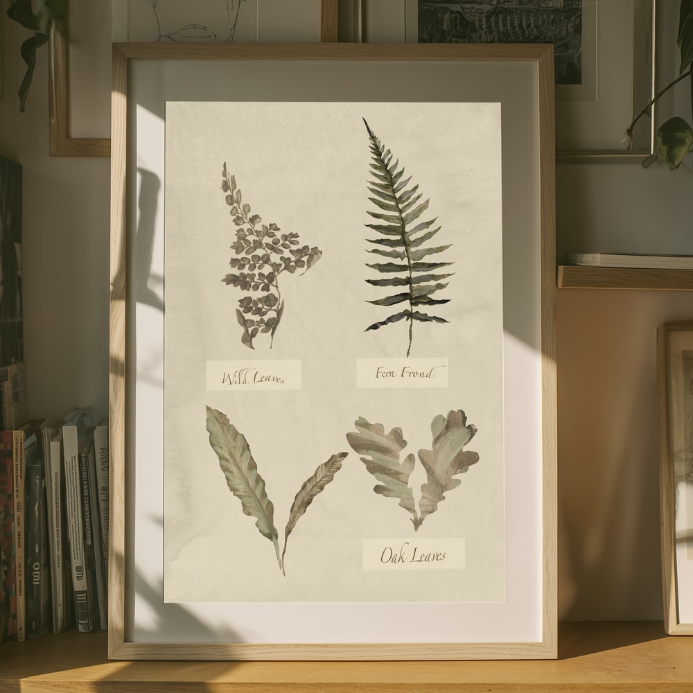 Plakat med botanisk bladstudie