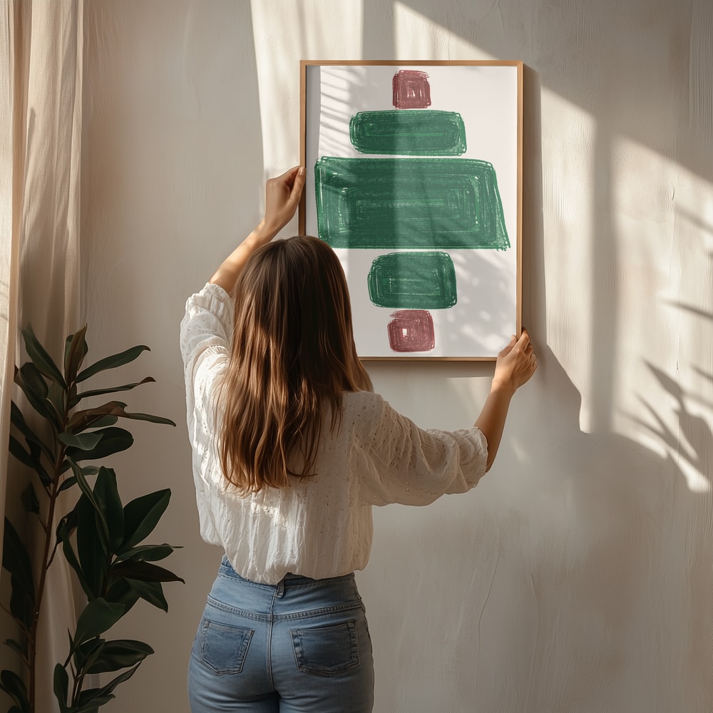 Plakat med abstrakte stablede blokke