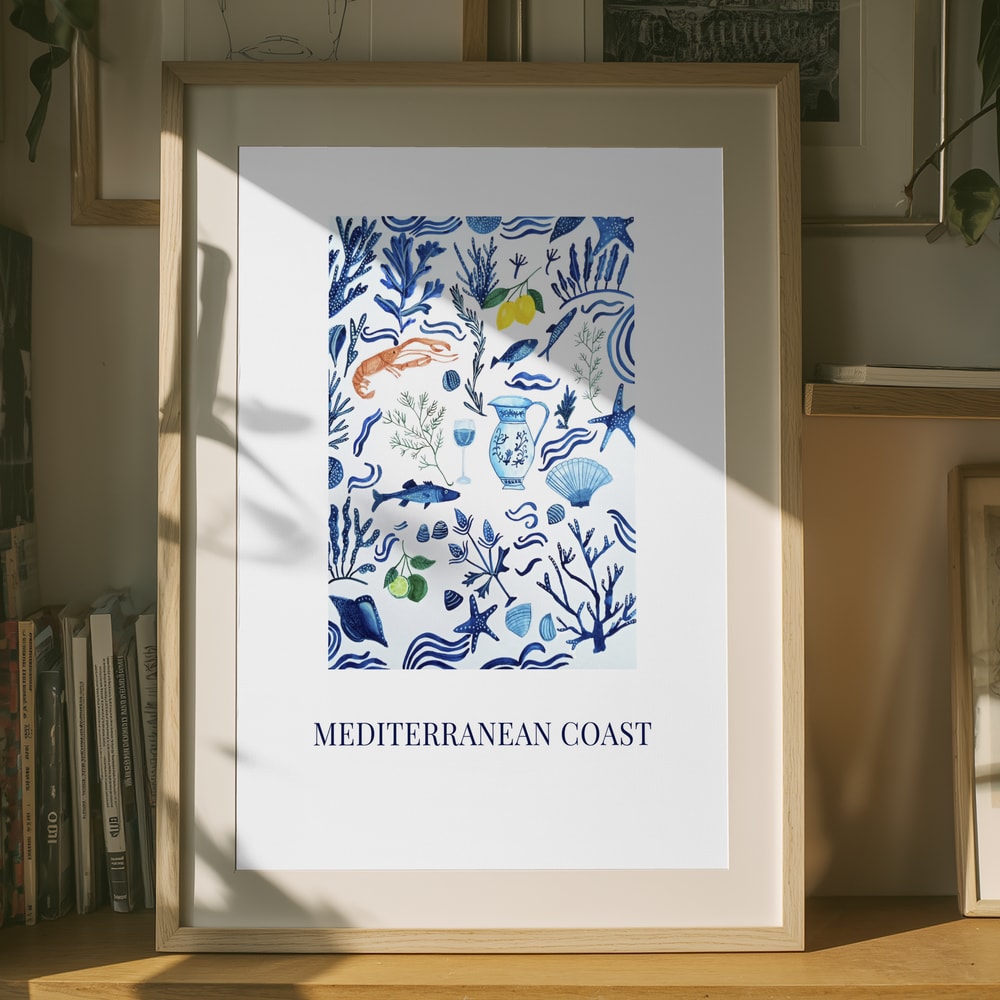 Plakat med Middelhavets kystnære gaver