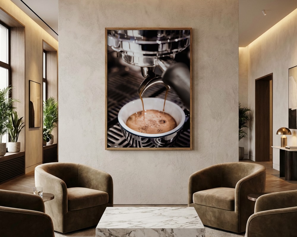 Plakat med frisk espresso