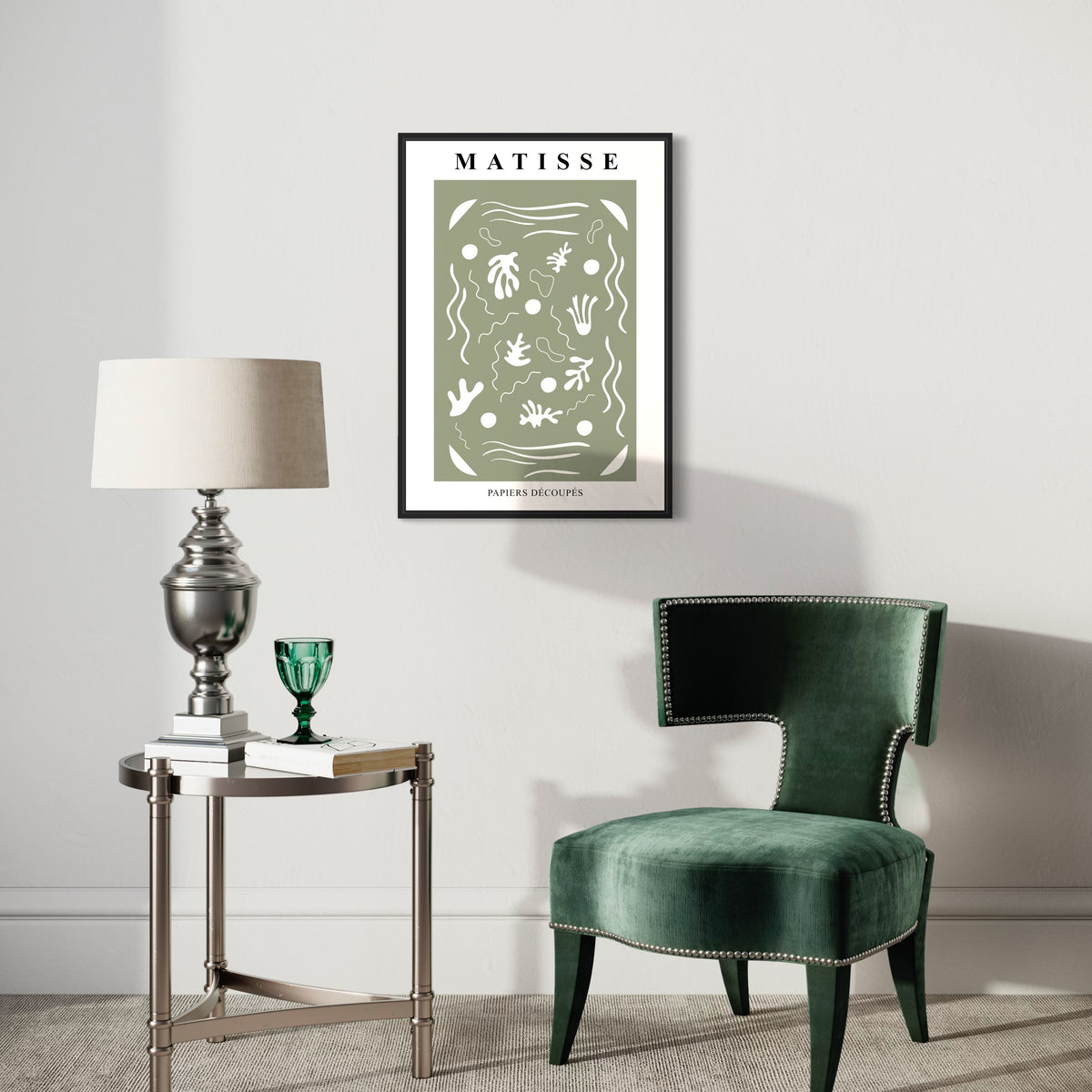 Abstract cut-out composition with bold colors in Matisse style