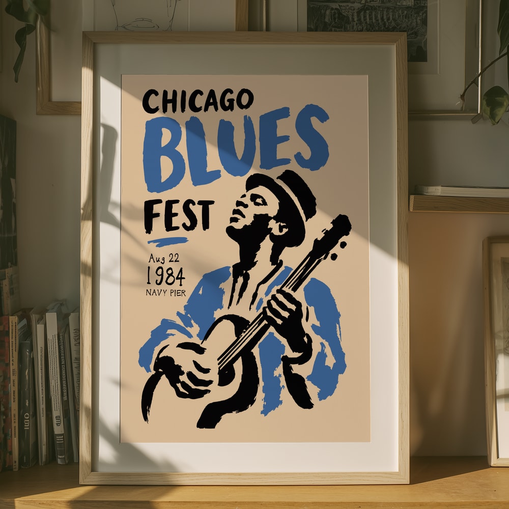 Chicago Blues-guitarist plakat fra 1984