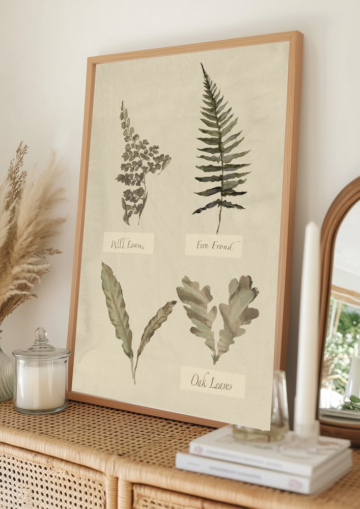 Plakat med botanisk bladstudie