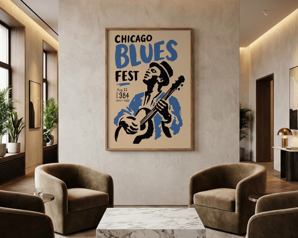 Chicago Blues-guitarist plakat fra 1984