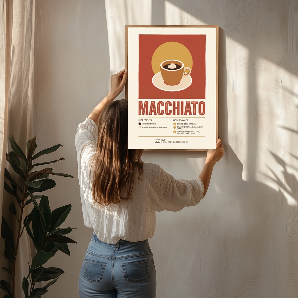Plakat med opskrift på klassisk Macchiato