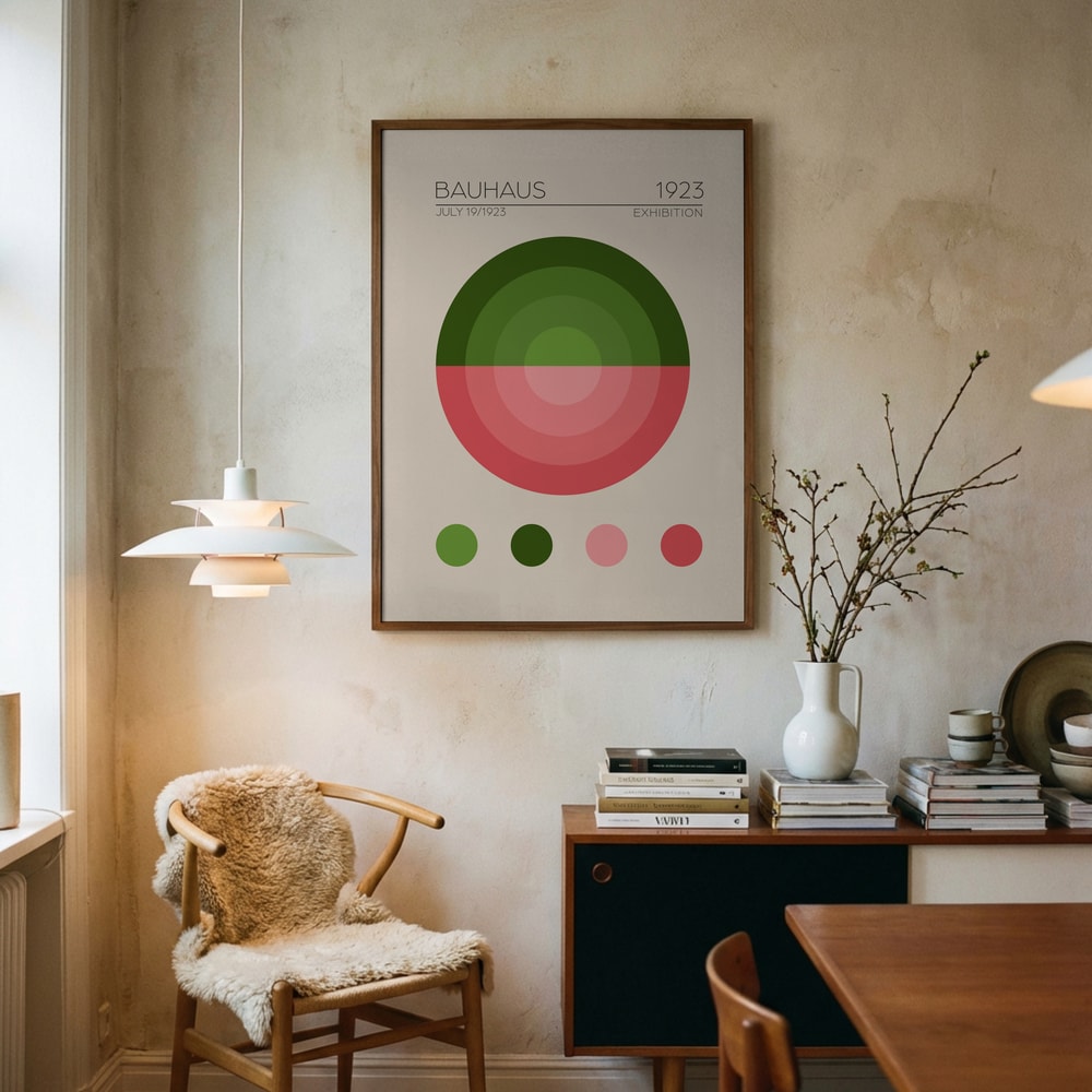 Bauhaus exhibition green pink circle Poster