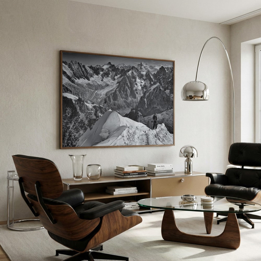 Plakat med alpetop-udsigt