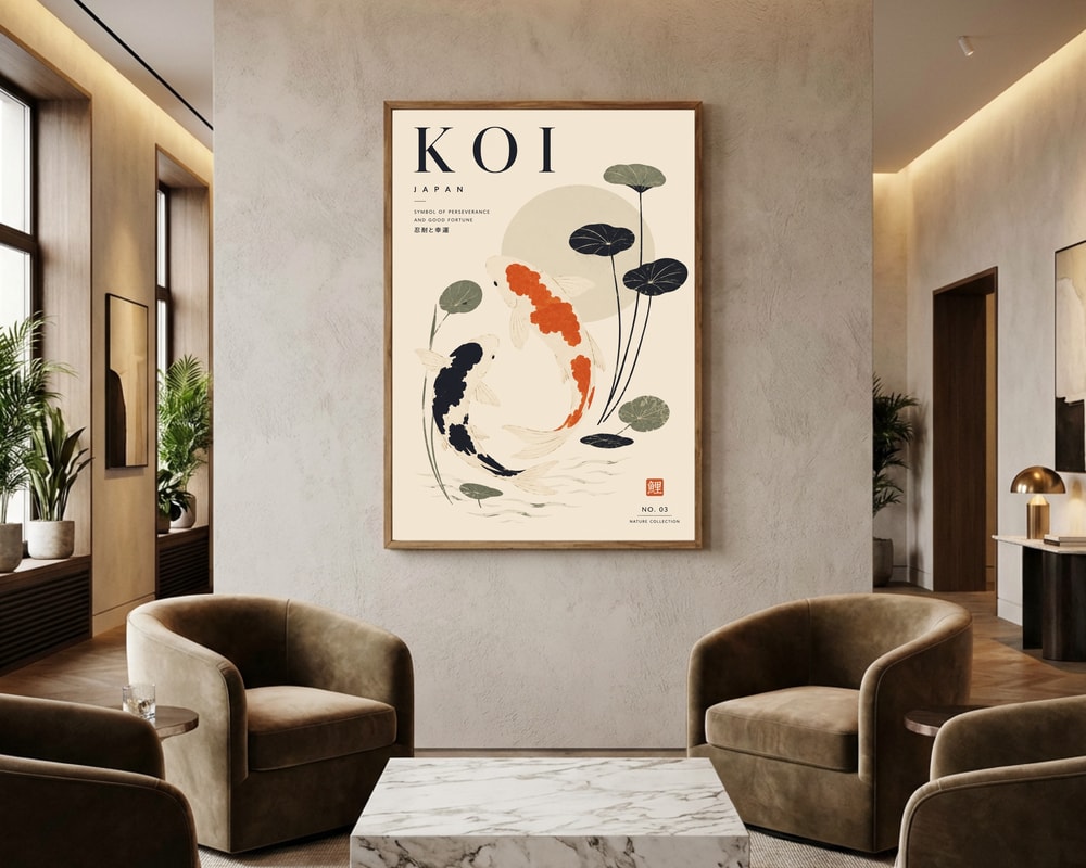 Svømmende japansk koi-plakat