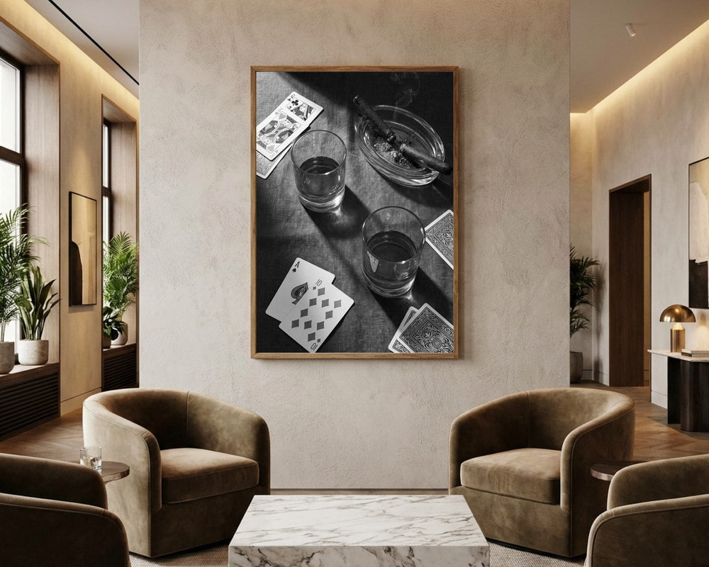 Whiskey Cards Cigars Poster