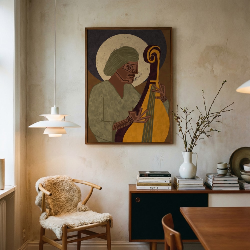 Plakat med sjælfuld lutspiller