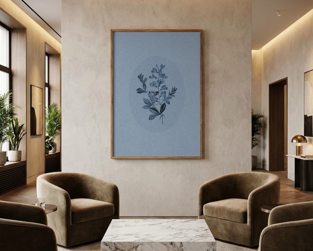 Seren blå botanisk plakat