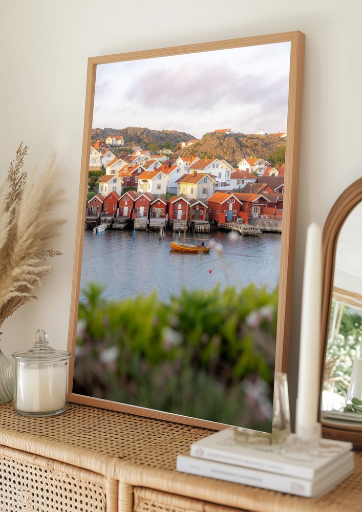Nordic Coastal Village Poster