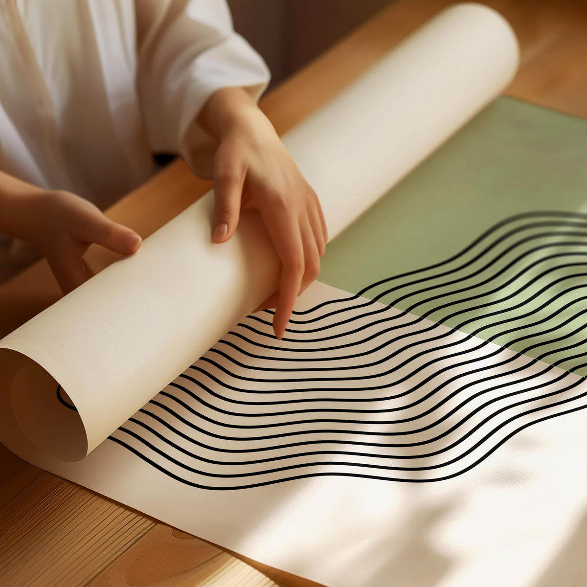 Boho wavy lines split Poster