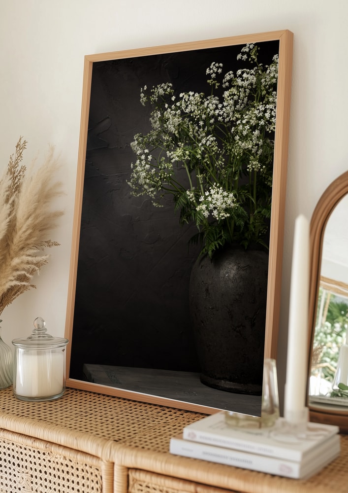 Hvid Vildblomst Stilleben Plakat