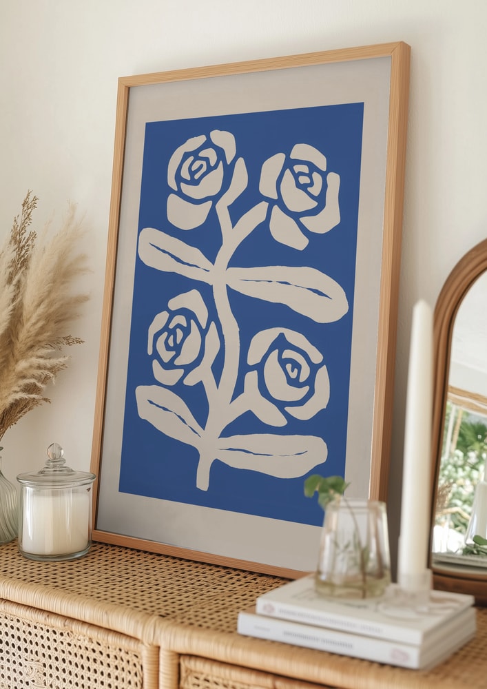 Abstract Blue Roses Poster