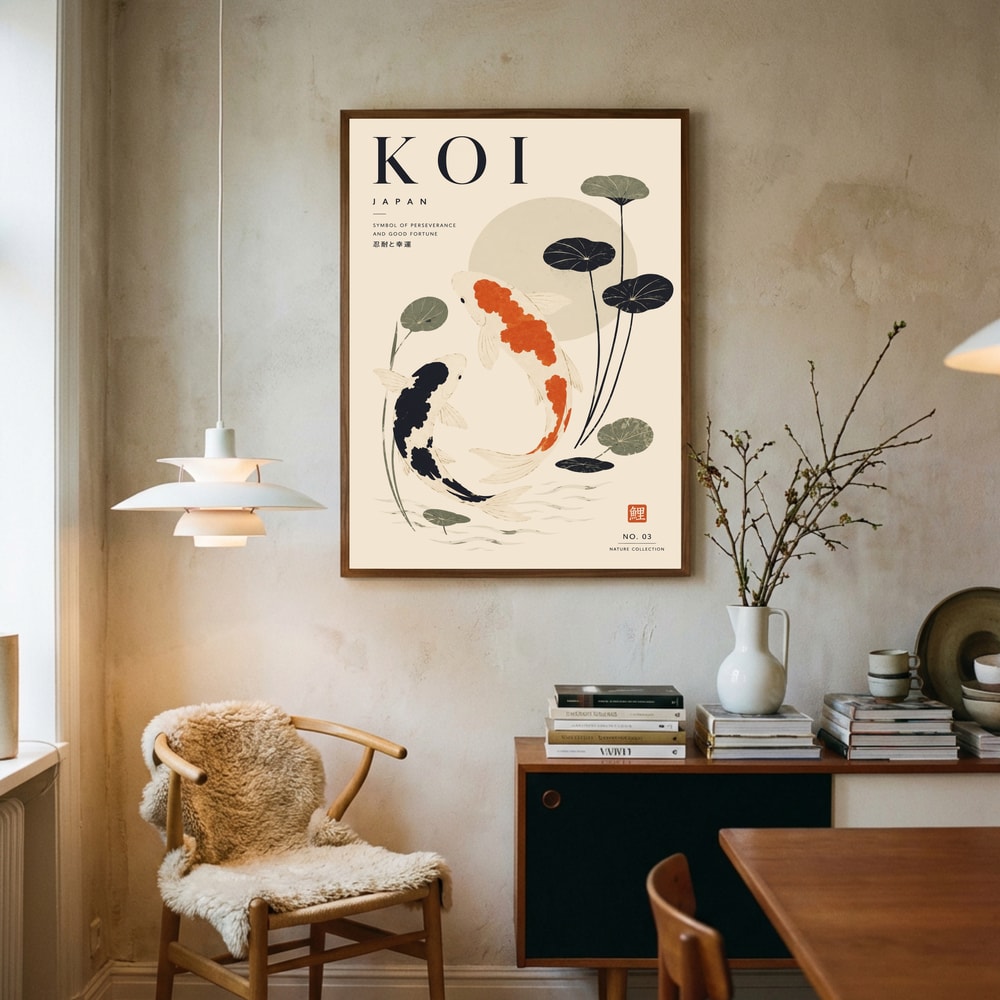 Svømmende japansk koi-plakat