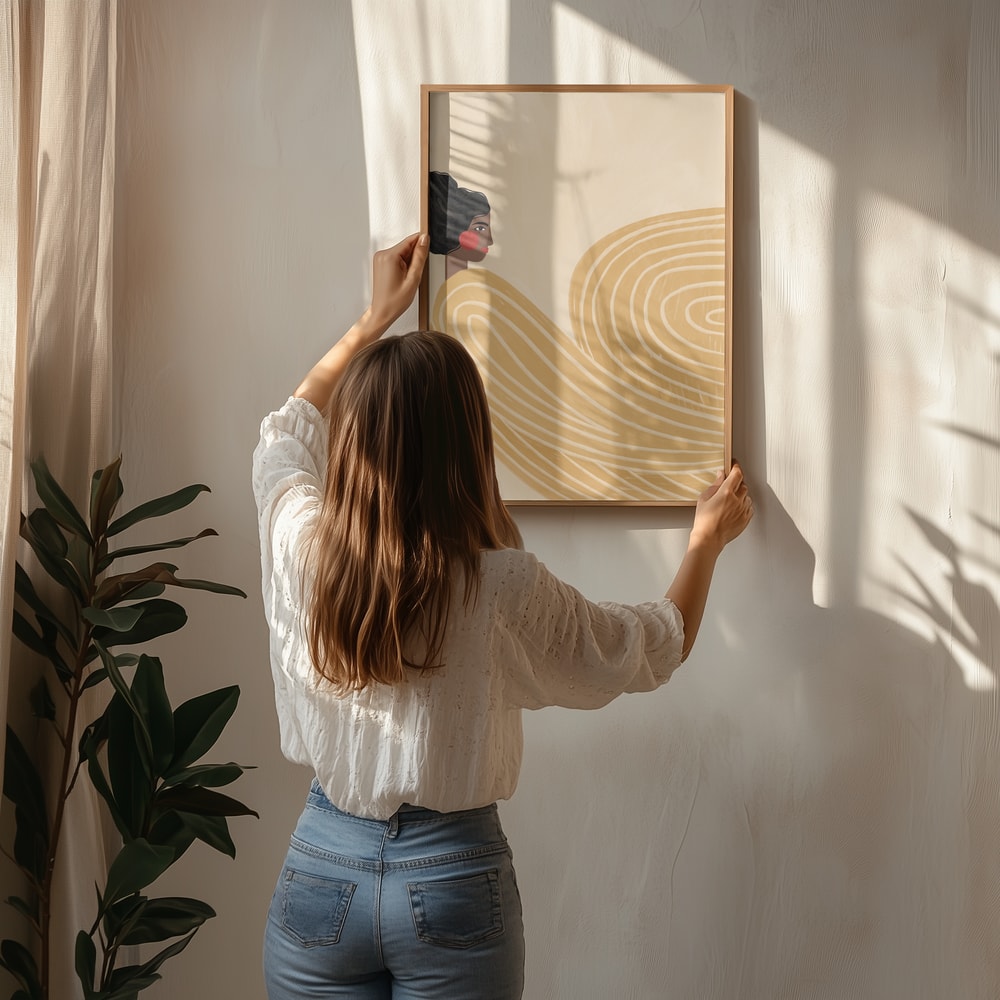 Plakat med gyldne bølger til kvinde