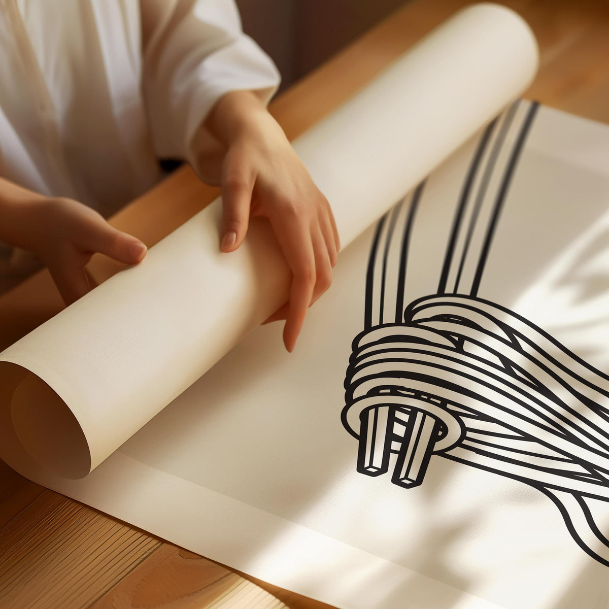 Ramen noodle poster with minimalist Japanese illustration and clean design
