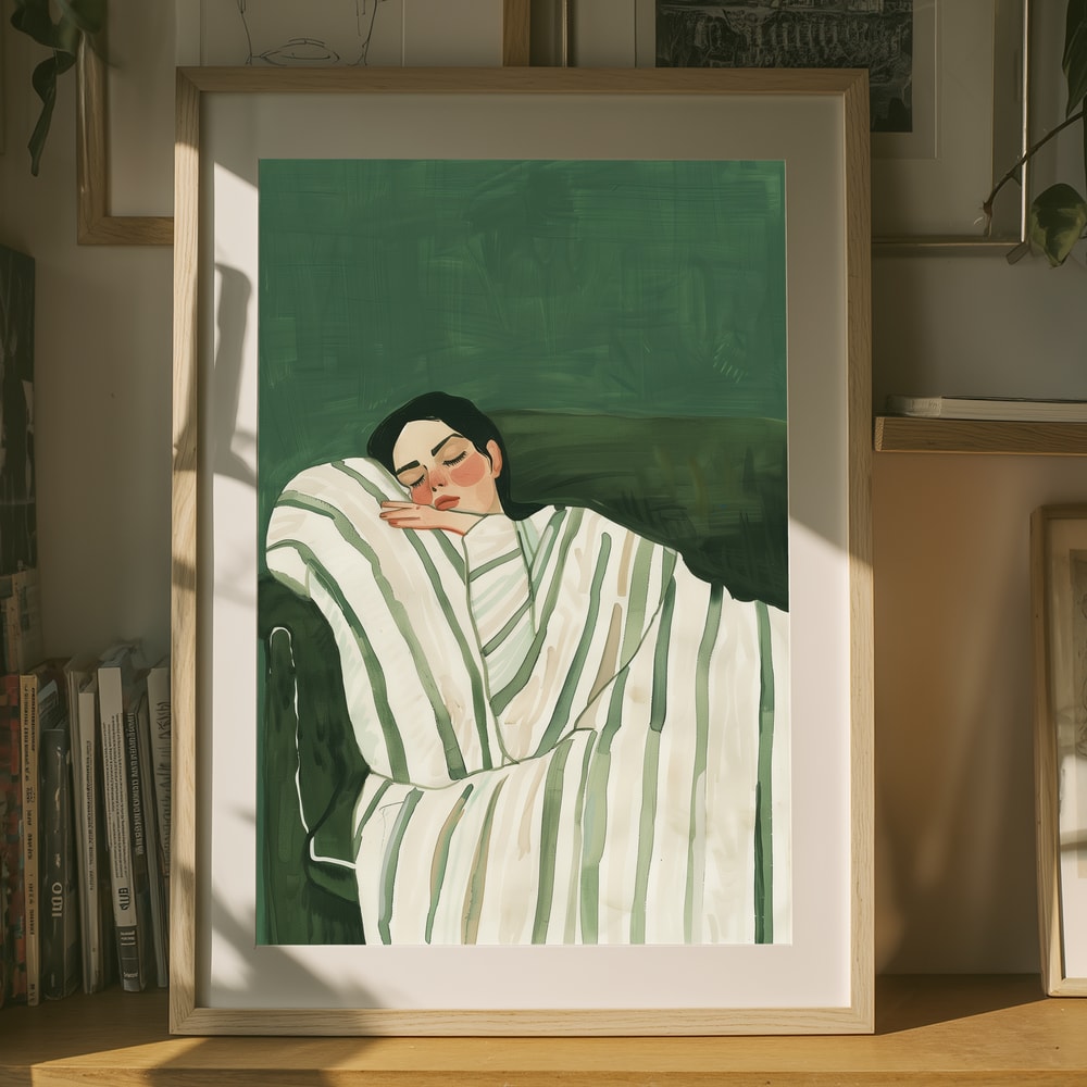 Peaceful Nap on Sofa Poster