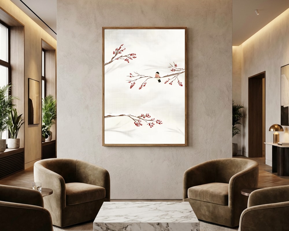 Winter Bird With Berries Poster