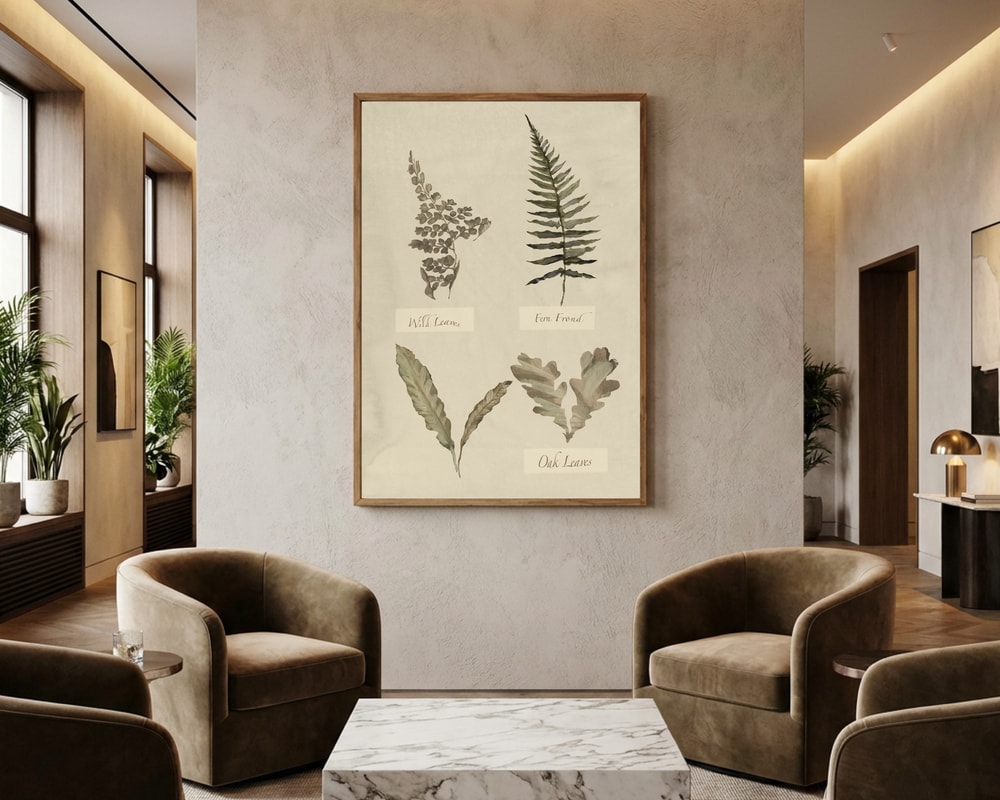 Plakat med botanisk bladstudie