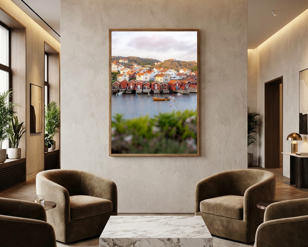 Nordic Coastal Village Poster