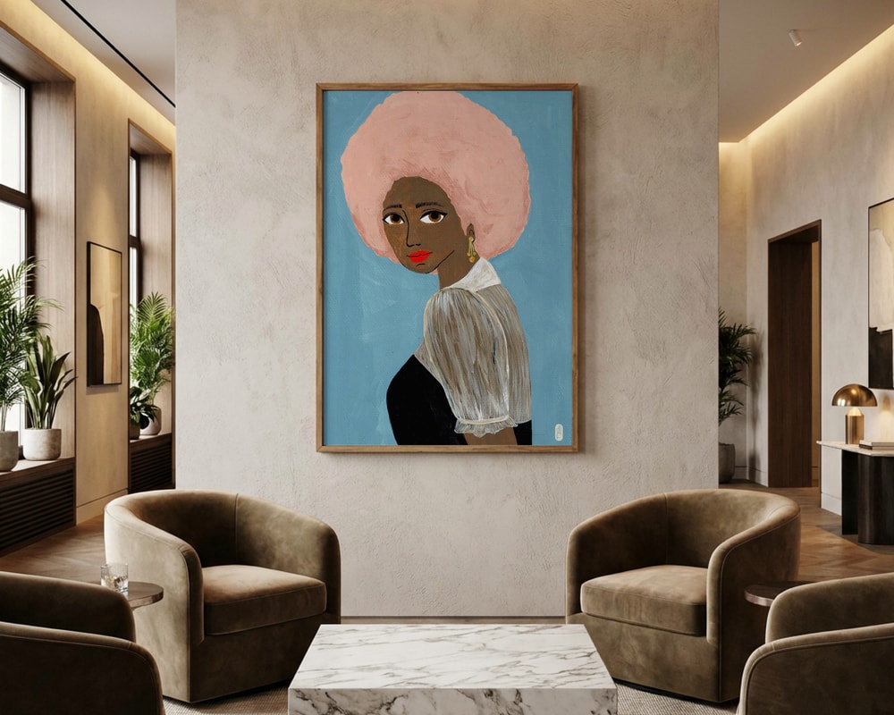 Stylish Pink Afro Woman Poster