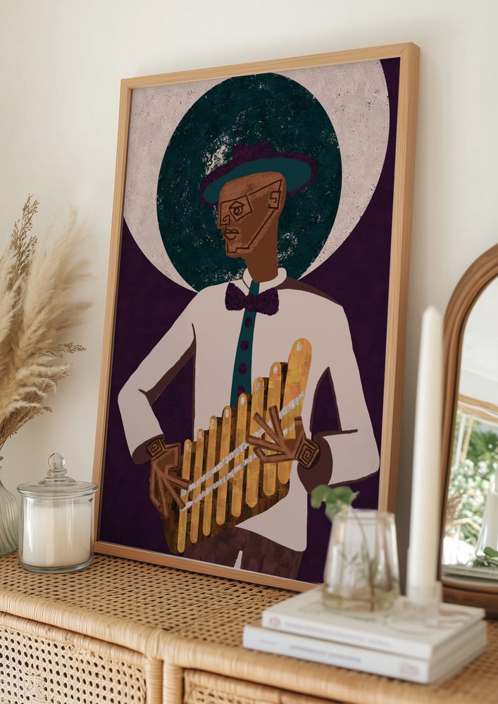Elegant Pan Flute Player Poster