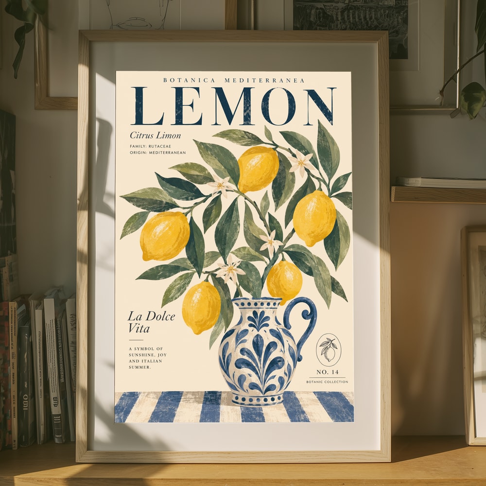 Middelhavs Citron Stilleben Plakat