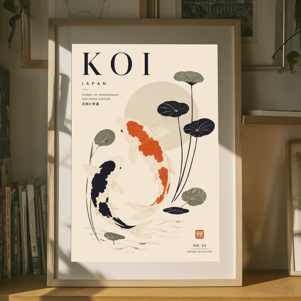 Svømmende japansk koi-plakat