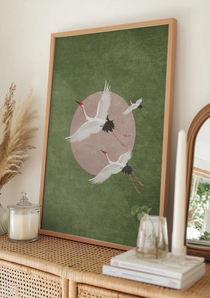 Cranes in Flight Poster