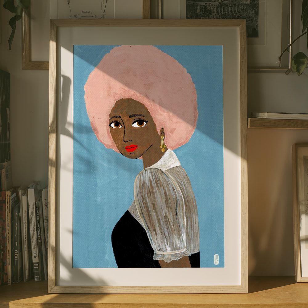 Stylish Pink Afro Woman Poster