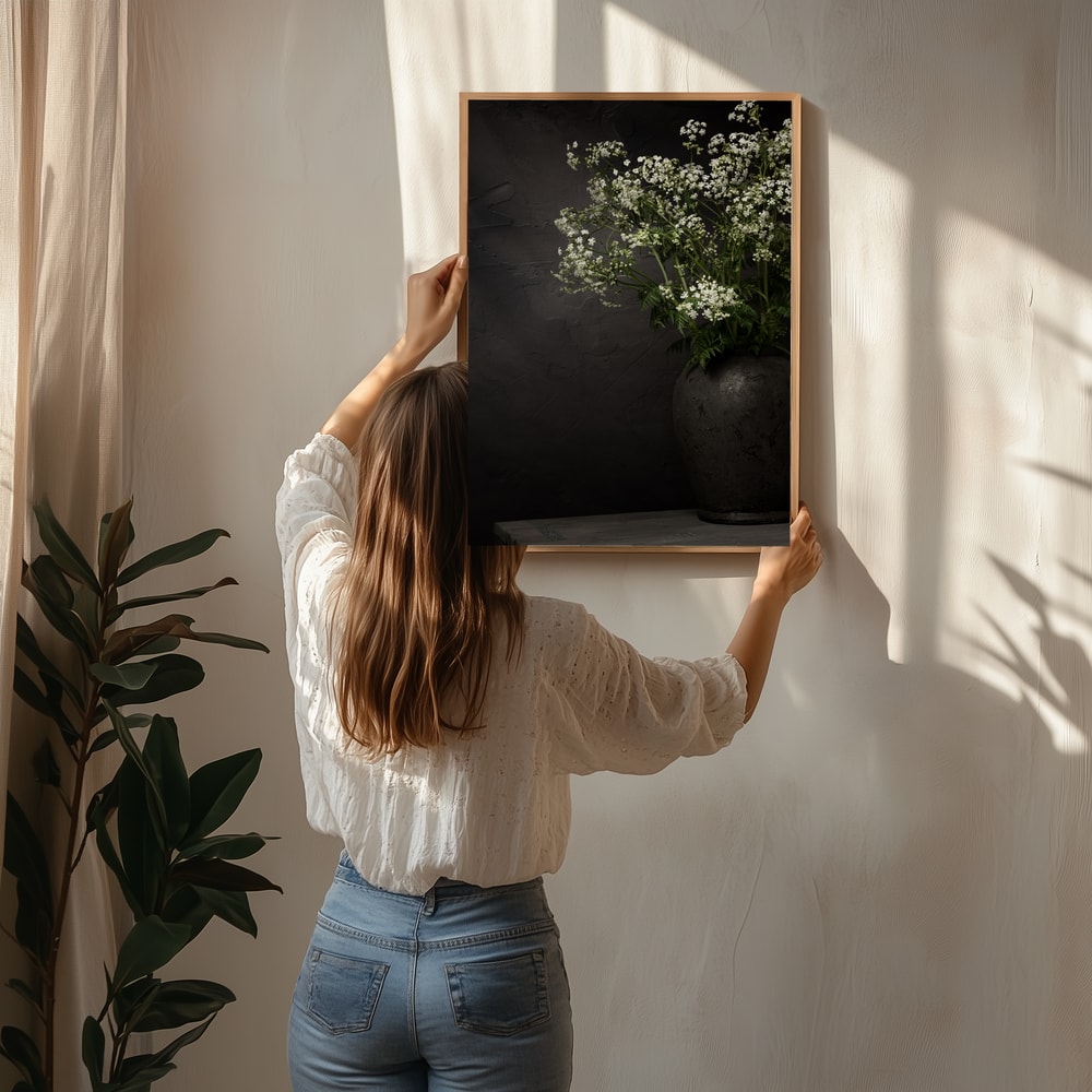 Hvid Vildblomst Stilleben Plakat