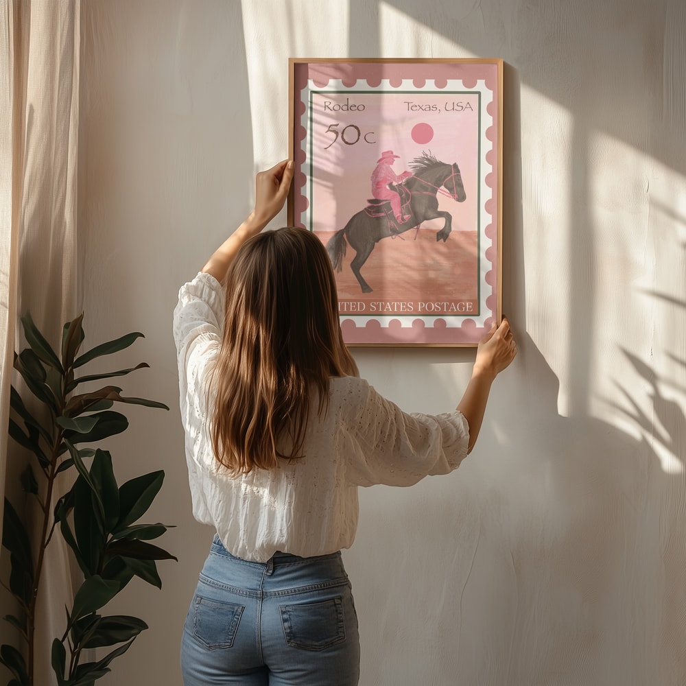 Plakat med Texas-rodeorytter