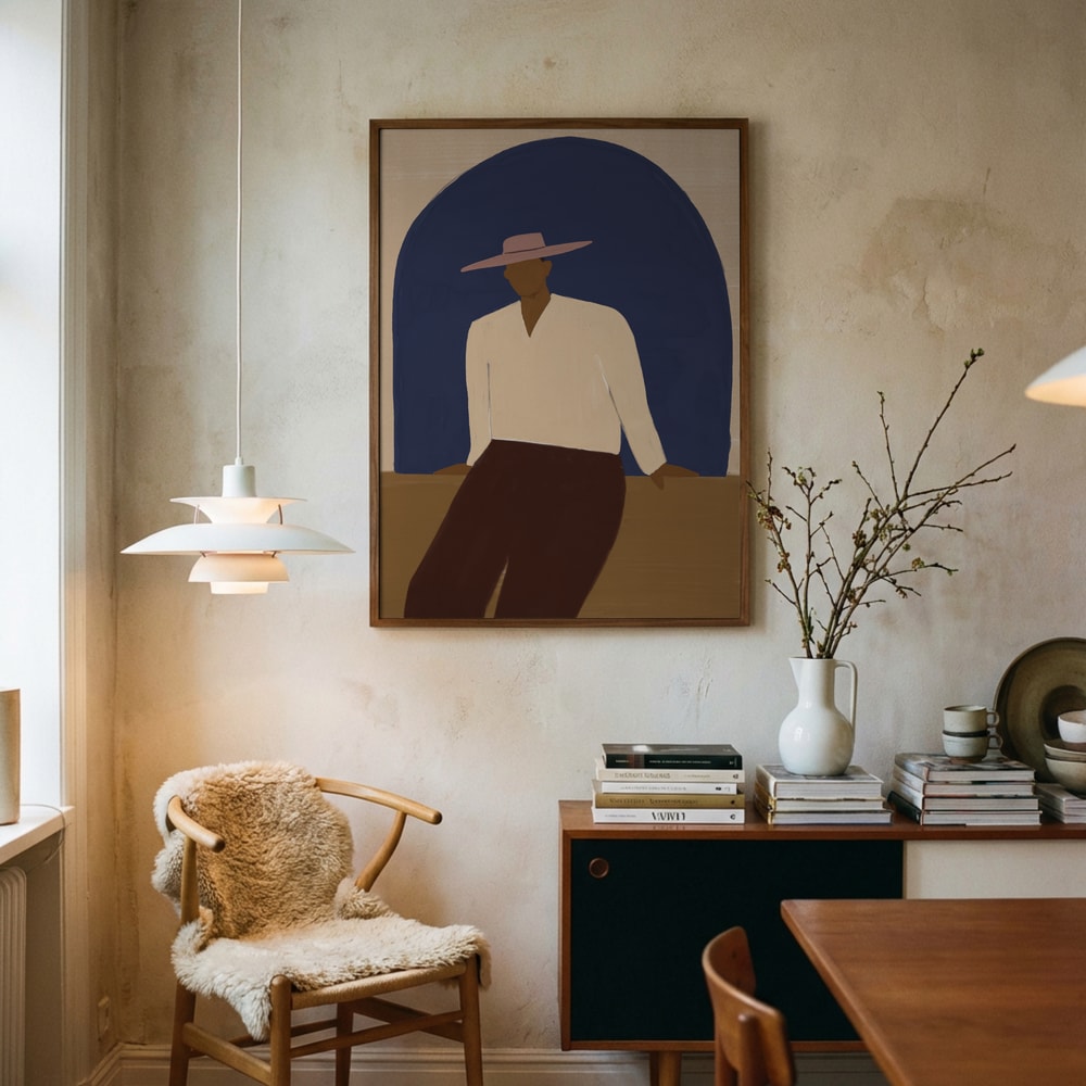 Mand i blå bue-plakat