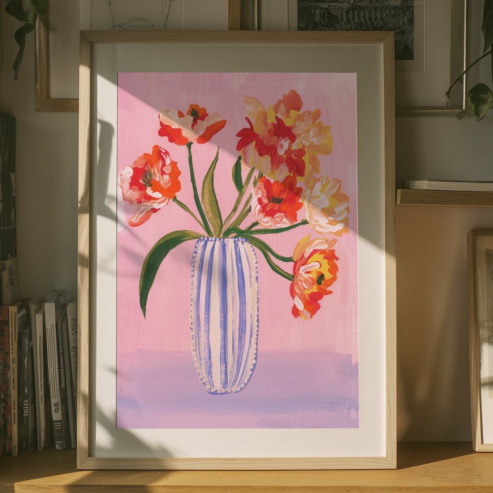 Vibrant Tulip Vase Poster
