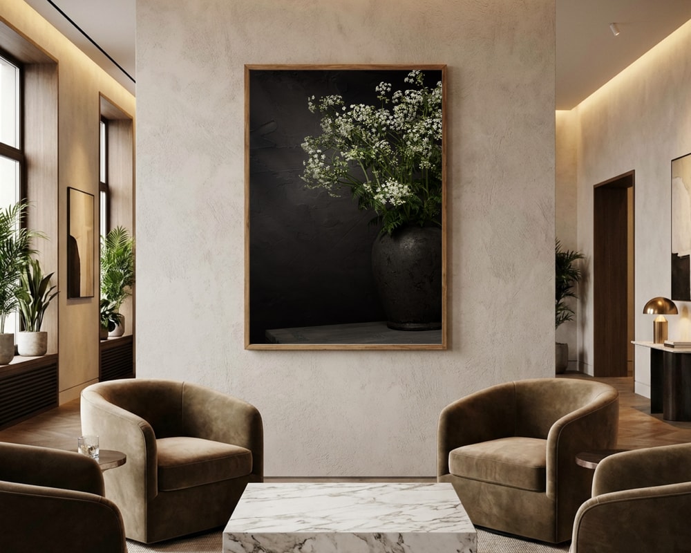 Hvid Vildblomst Stilleben Plakat