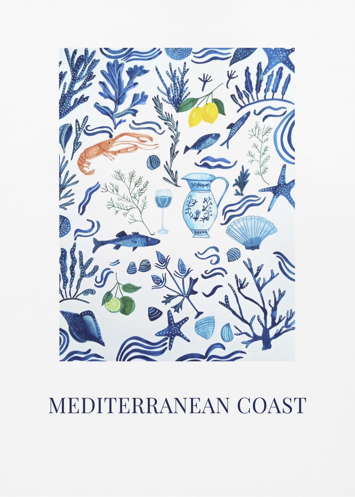Plakat med Middelhavets kystnære gaver