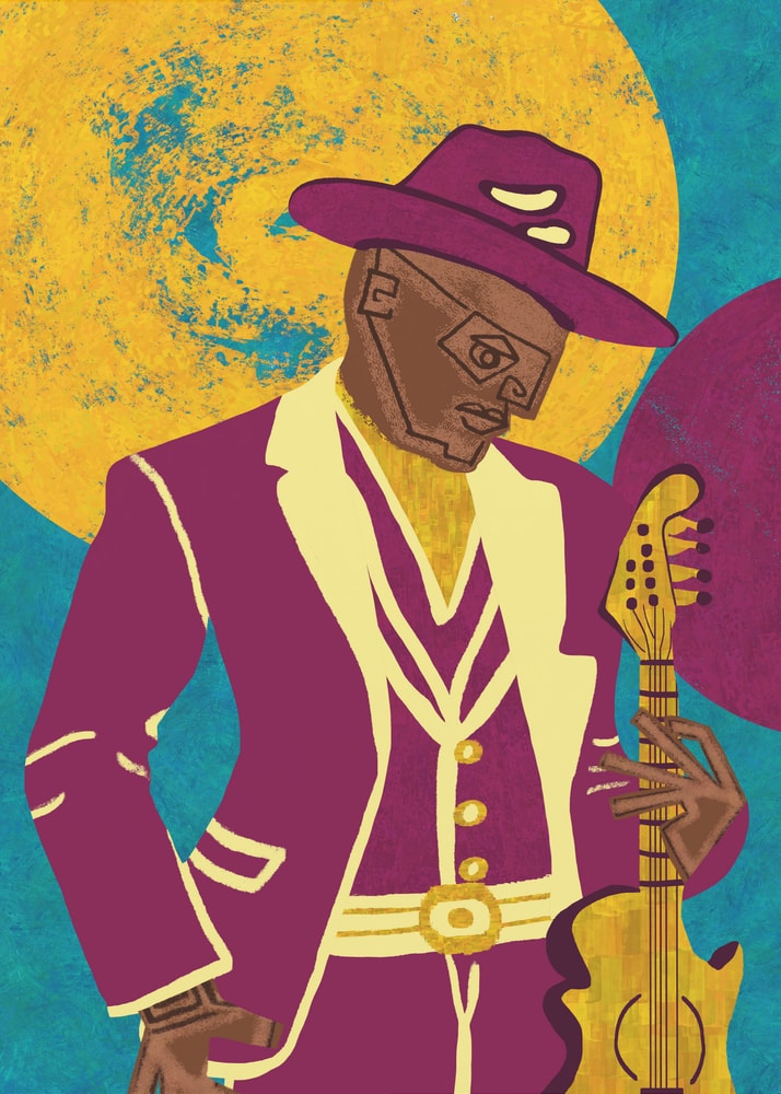 Purple Suit Guitarist Poster