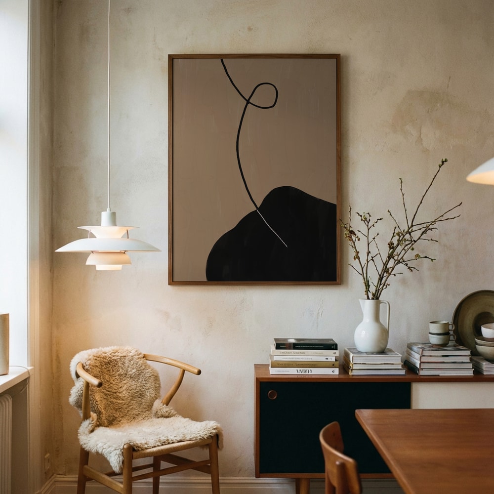 Minimalistisk sort kurveplakat